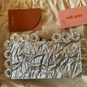 Cult Gaia Harlow Clutch in Metallic Silver
